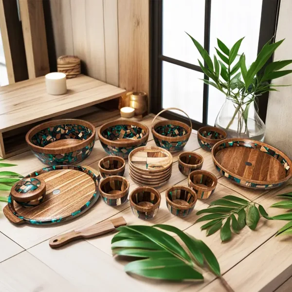 ست پذیرایی 19 پارچه چوب و رزین وودسنس کد WS-Z394