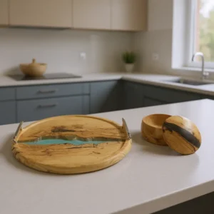 فروشگاه اینترنتی وودسنس 11 ست سینی و قندان چوب و رزین وودسنس کد WS-Z423