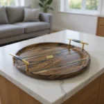 ست سینی و قندان چوب و رزین وودسنس کد WS-Z424