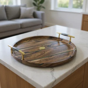 فروشگاه اینترنتی وودسنس 10 ست سینی و قندان چوب و رزین وودسنس کد WS-Z424